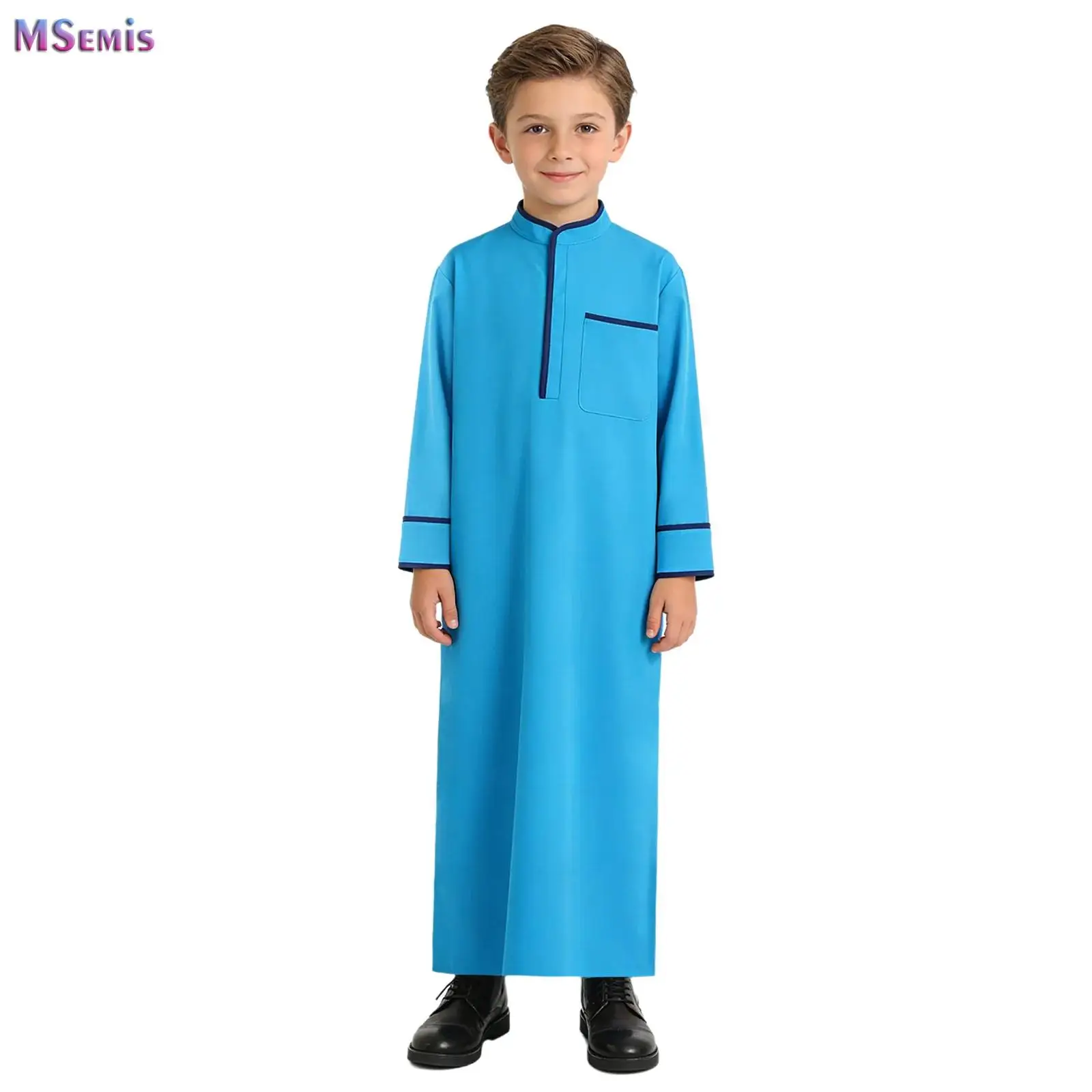 

Islamic Kids Long Sleeve Robe Ramadan Abaya Muslim Kaftan Eid Turkey Children Clothing Arabia Boys Jubba Thobe Middle East Dress