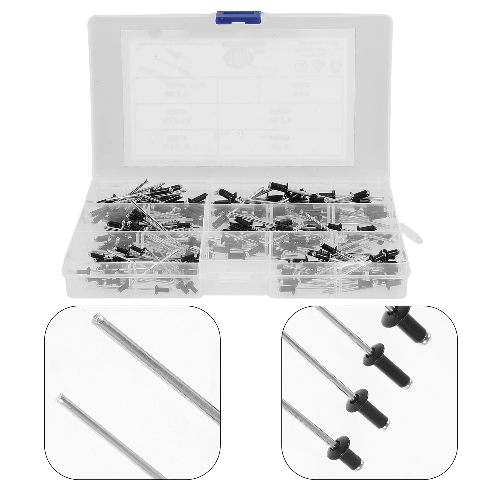 

180pcs Aluminum Blind Rivets Assortment Flange Pop Rivets Replacement Mounting Fasteners Long Grip Hardware Kit