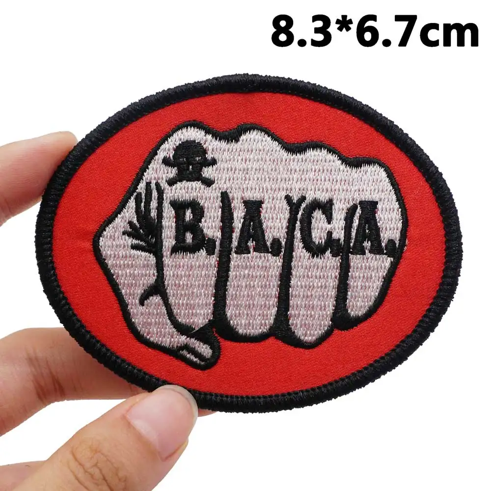 B.A.C.A BIKERS AGAINST CHILD ABUSE Embroidered Patches Applique Sewing Label punk biker Band Rock Cloth Badges with hook backing