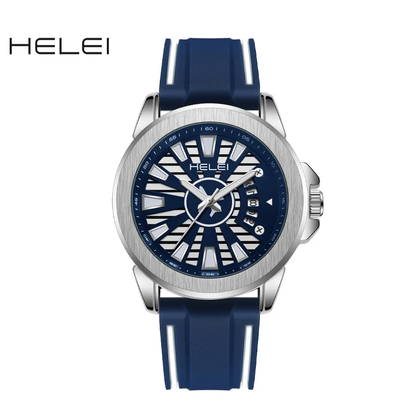 HELEI new fashion trend two-color silicone strap waterproof quartz watch men's student watch