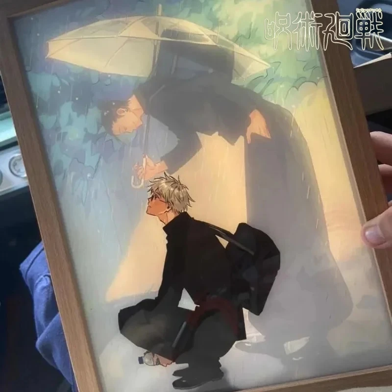 Anime Jujutsu Kaisen Figure Led Night Light Anime Figurine Photo Frame Painting Decor Light Bedroom Decoraction Christmas Gifts
