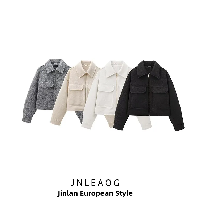 JNLEAOG Autunno delle nuove donne Faion Design Sense Bead Skin ort Jaet Cappotto 30288 Fibra di poliestere Ladies ort Capispalla