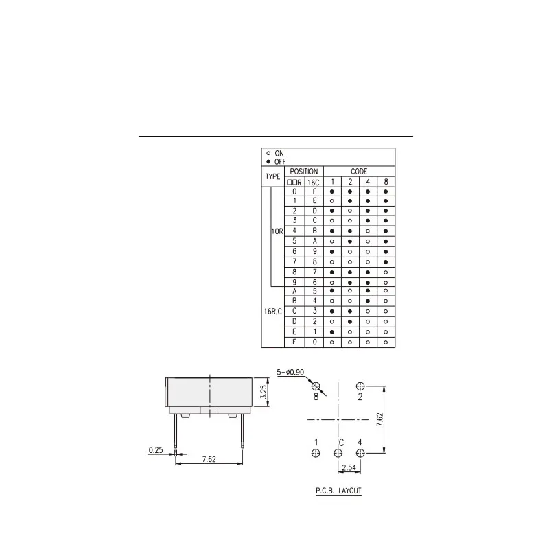 1 قطعة/السلع تايوان DIP RH3AF-16R-V-B مفتاح دوار 16 مواقف تبديل 0-F مشفرة 3:3 أرجل