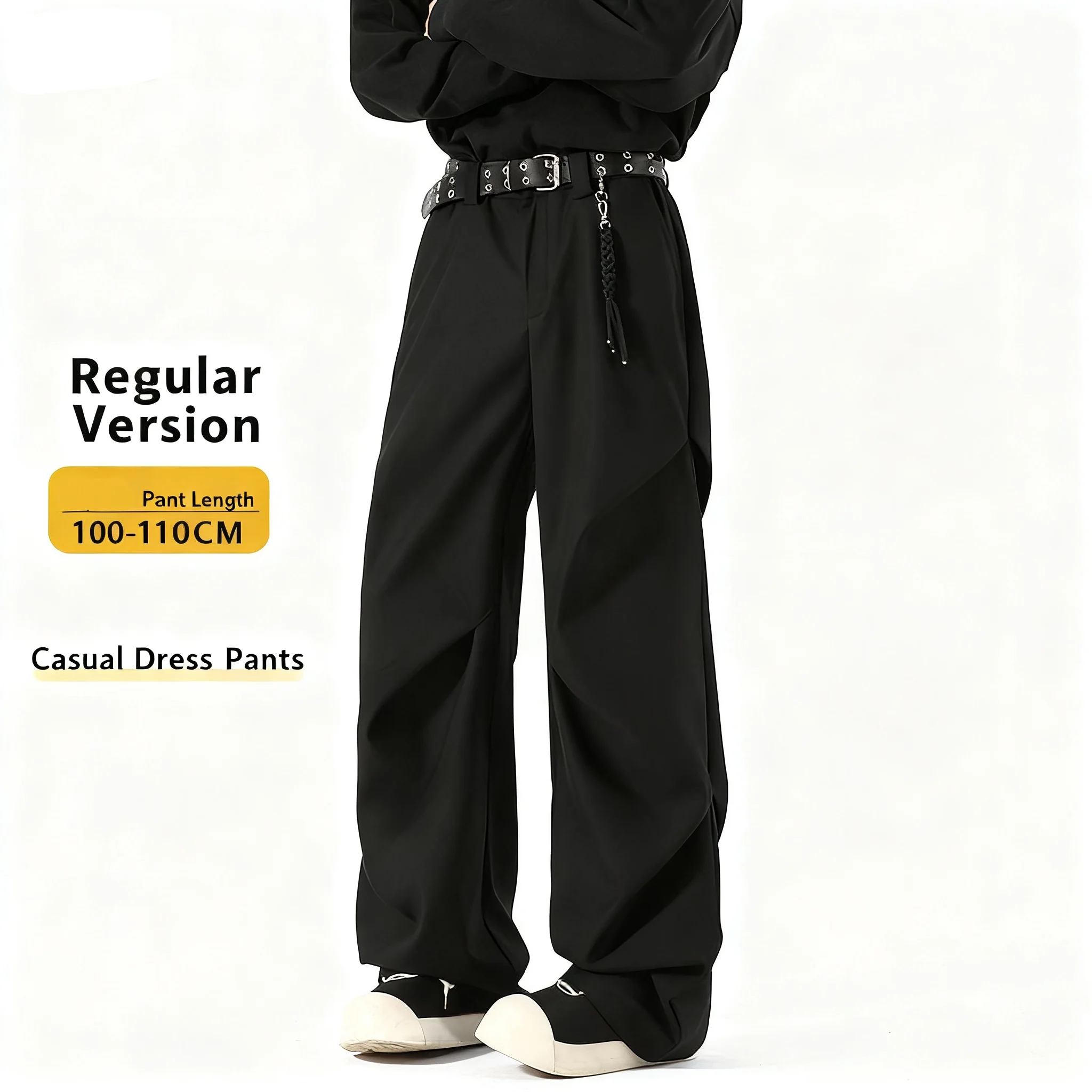 Pantalon de costume froissé légèrement évasé pour hommes en automne, grand et allongé, avec une sens