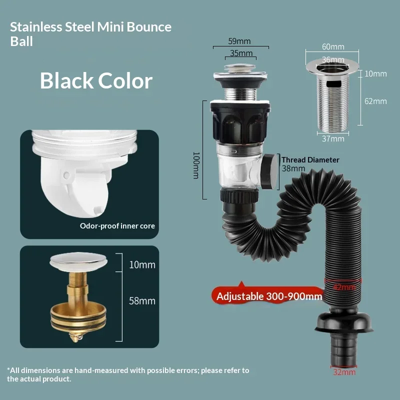 Sink Drain Pipe Anti Odor Deodorant Flexible Drainage Hose, Vertical & Wall Drain Available, Basin Sewer Pipe for Vanity Sink