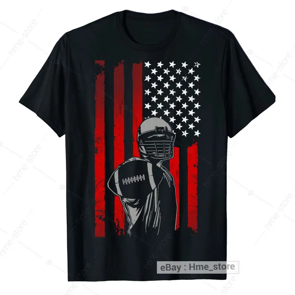 American Football Lineman T-Shirt For Men Player Vintage USA Flag Tee Anime Graphic T-shirts