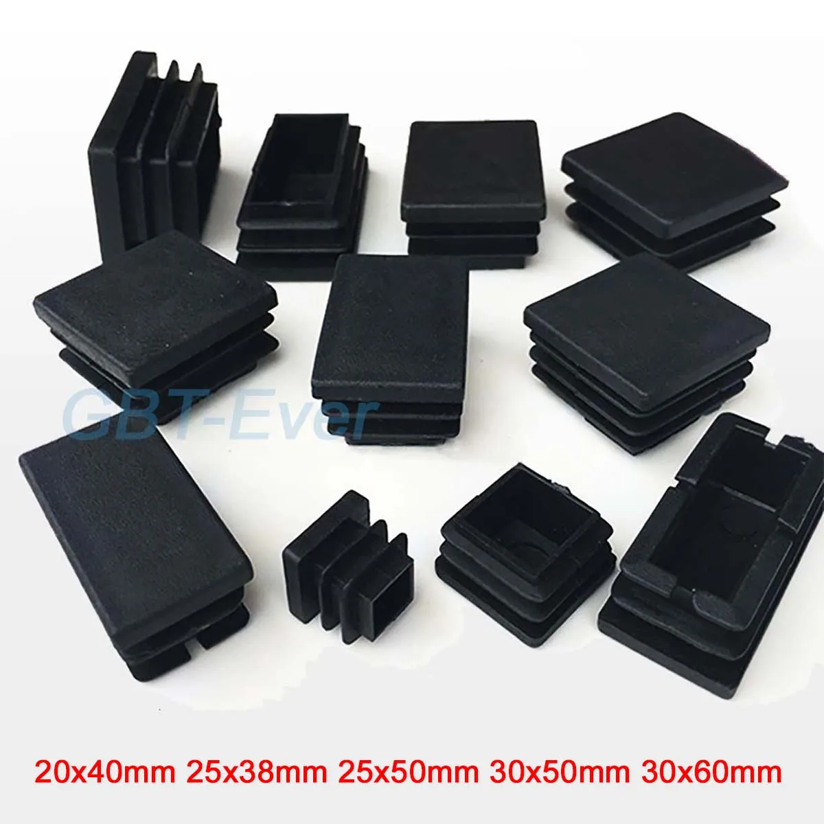 

10/20/30Pcs PE Plastic Square Pipe Plugs 20x40 25x38 25x50 30x50 30x60mm Black Hole End Caps Inserts Seal Plugs Chair Foot Pad