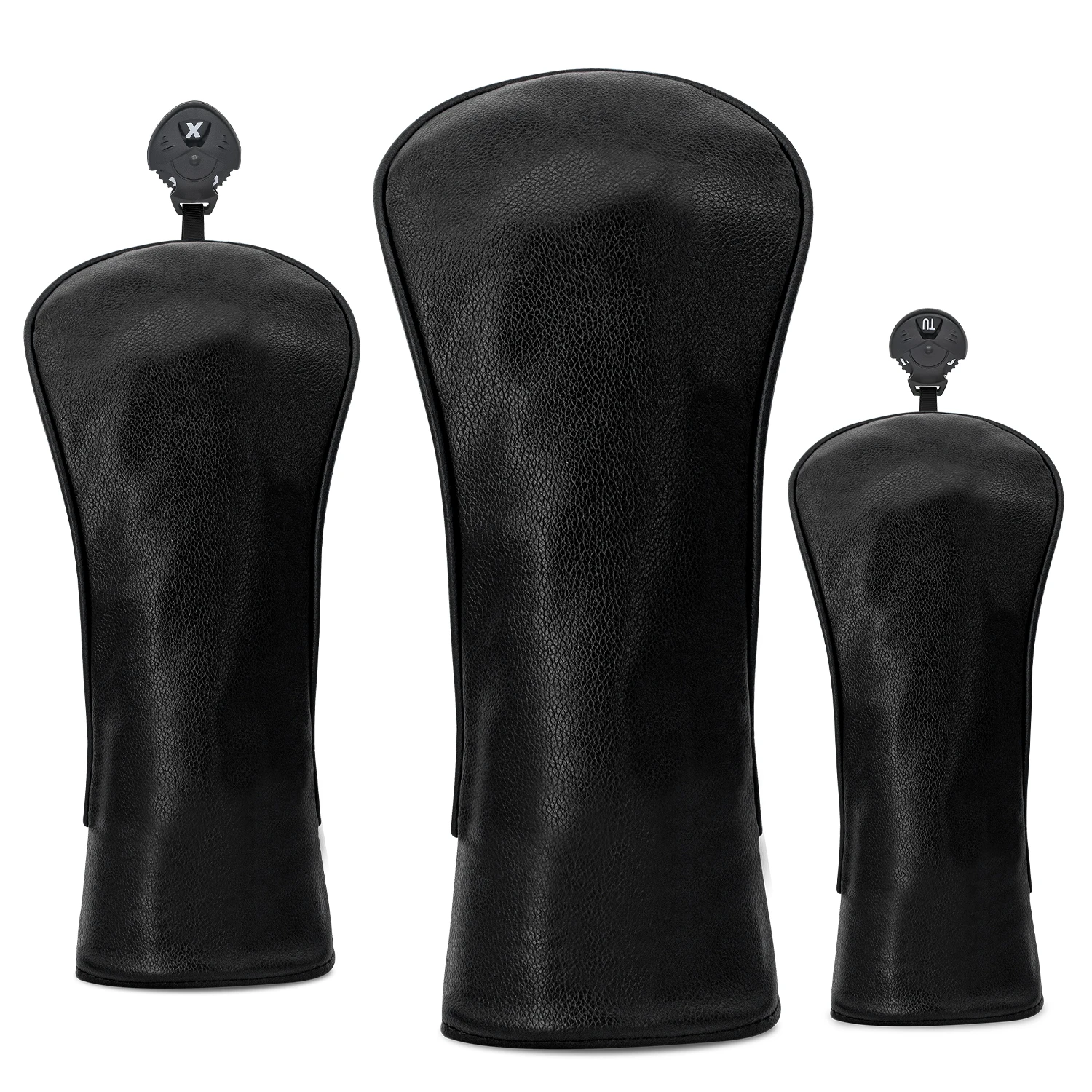 Capa protetora preta em branco para tacos de golfe, estilo minimalista, material PU, acessórios de golfe, capa protetora para tacos de golfe preto puro