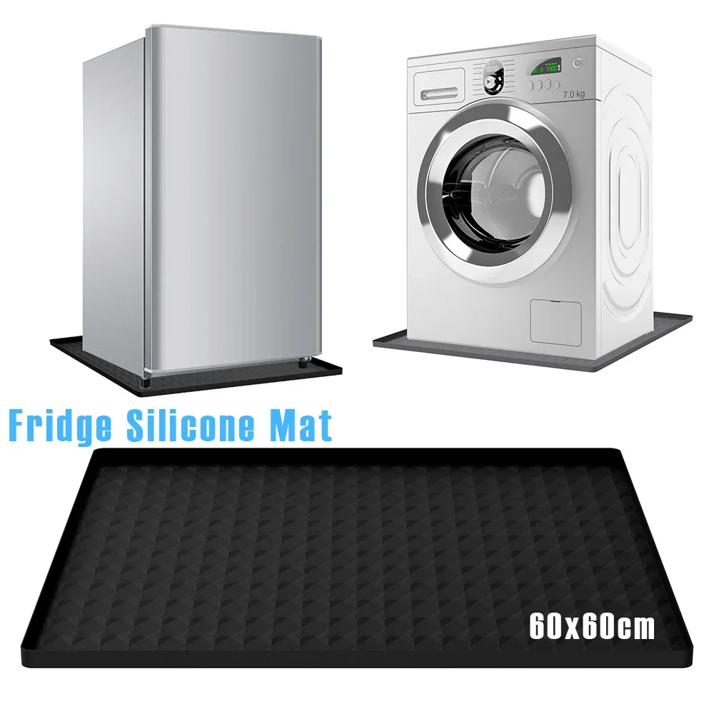 

60x60cm Fridge Silicone Mat Mini Fridge Drip Pan with 0.8 Inch Raised Edges Under Refrigerator Floor Protector Furniture Pad