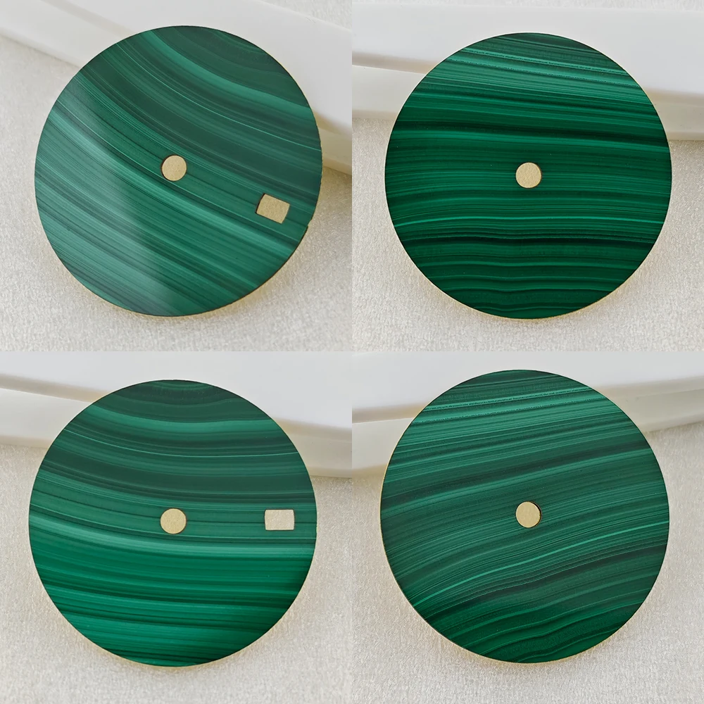 28.5mm Watch Dial Malachite Dial Natural Stone NH35 Dial  for NH35 NH36 Movements No Lume Customizable Logo Watch Accessories