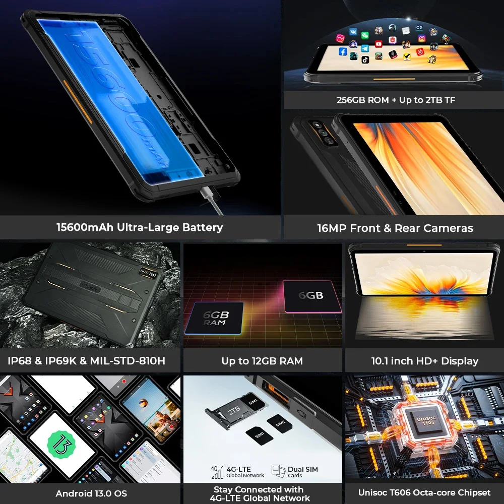 كمبيوتر لوحي ، كاميرا 16 ميجابكسل ، ثماني النواة ، أندرويد 13 ، وسادة hd Z ، fins + ، 12 رام ،