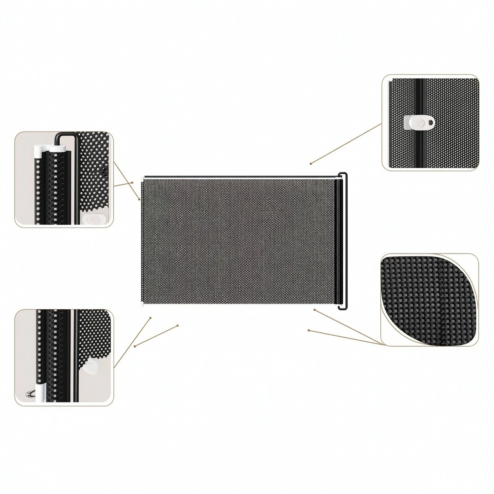 Retractable Mesh Pet Gate No-Drill Retractable Pet Gate Slim Indoor for Dogs, Doorways, Hallways