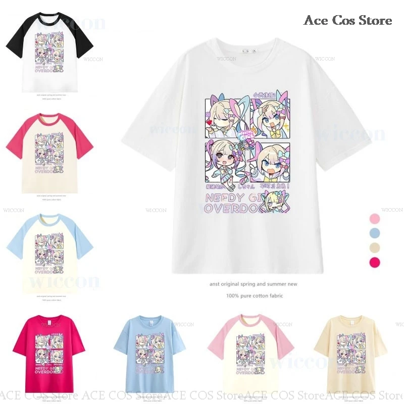 NEEDY GIRL OVERDOSE Kangel Rain Sweet Colorful T-shirt Manga Graphic Ita Tee Cute Outfit Top Short Sleeve Kawaii Doujin Clothes