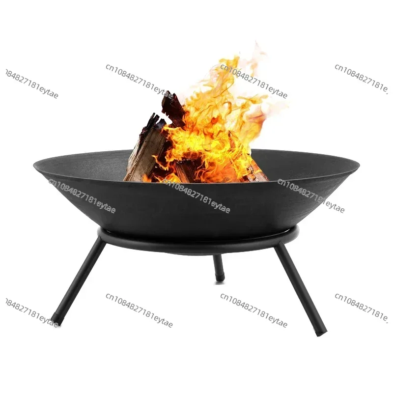 Large Cast Iron Firepit for Garden, Modern Fire Pit Outdoor Fireplace Patio Terrace Camping 60cm