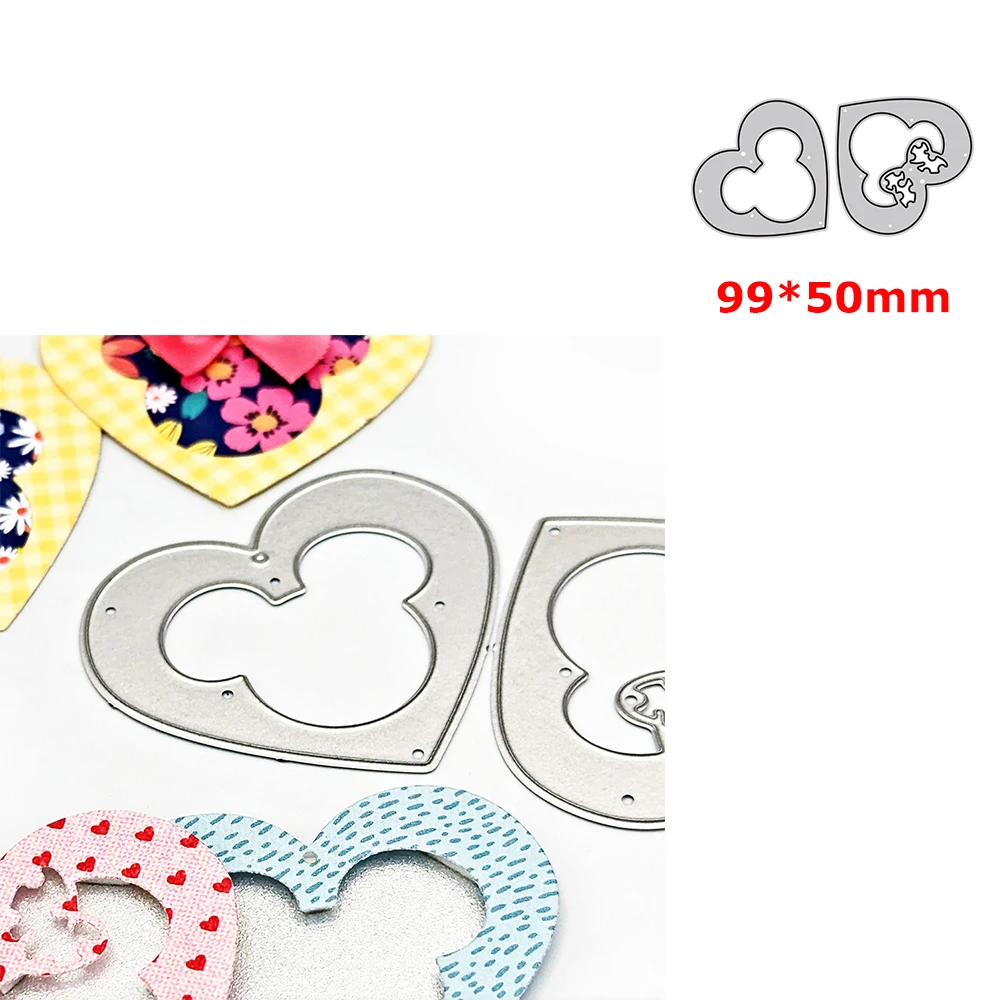 

Disney 2pcs/set Love Heart Metal Cutting Dies for DIY Scrapbooking Paper Cards Crafting Making Template Embossing Dies Mould