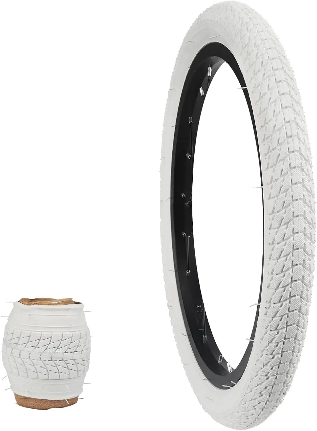 ZUKKA 16 Inch 16 x 1.75 White Bicycle Tire,Bike Tyre for 16 Inch MTB, Kid Bike,Child Bicycle, Student Bike, Girl Bicycle