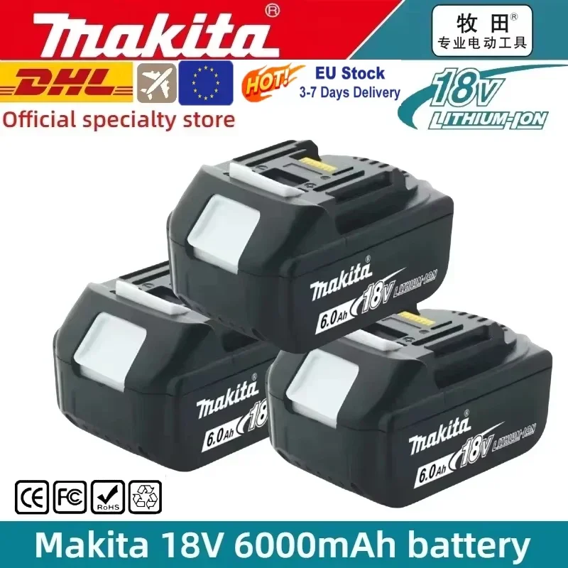 Batterie d'origine Makita 18V, batterie d'outil Rechargeable à affichage LED pour batterie et chargeur d'outil électrique de la série Makita LXT