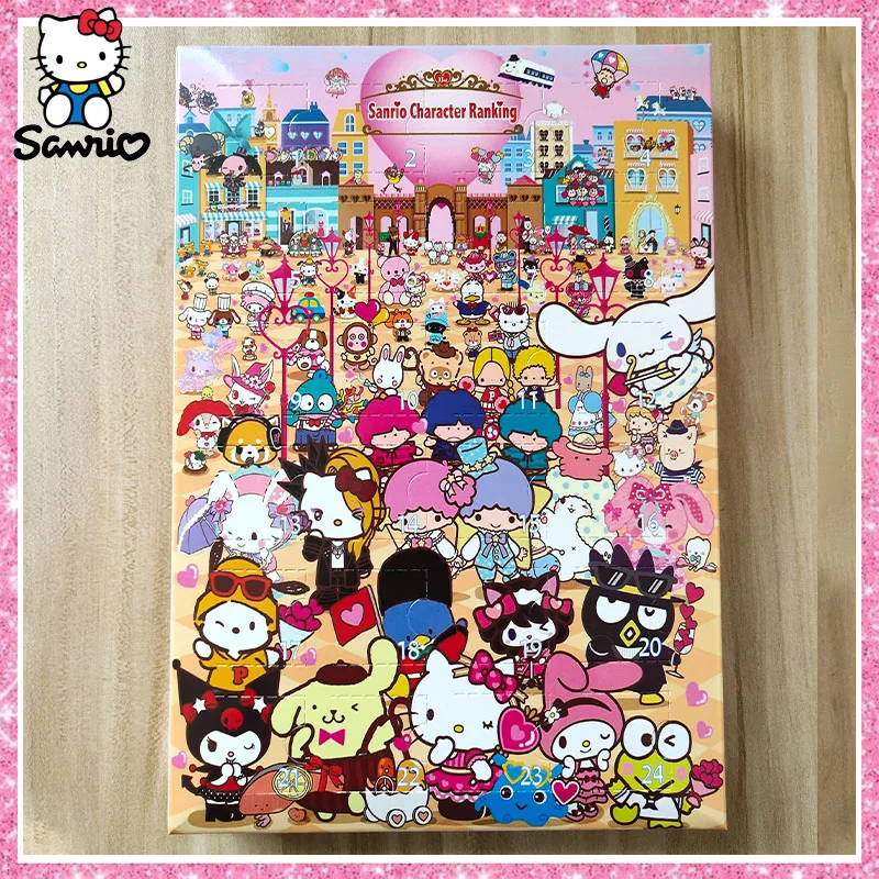 Sanrio Aksesori Hello Kitty Natal kedatangan kotak kalender Cinnamoroll Anime angka Kuromi Model My Melody hadiah Natal mainan anak