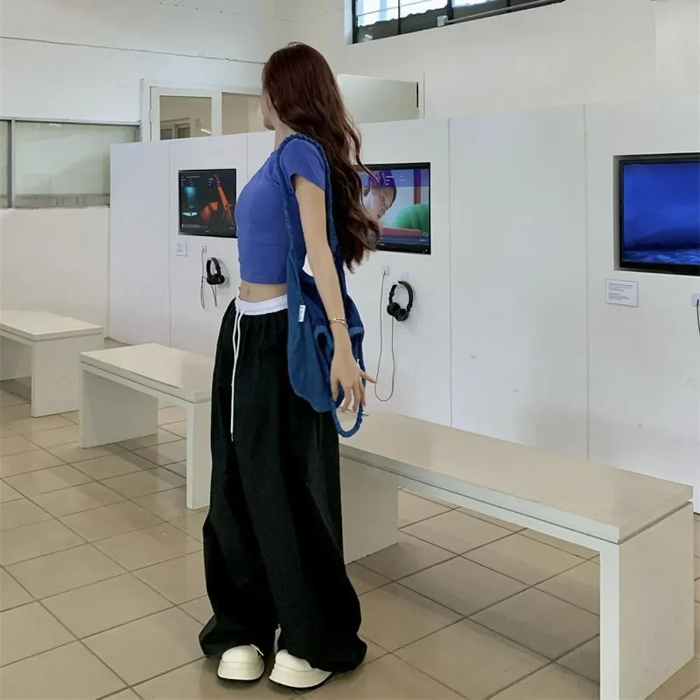 

Casual Outing Harajuku Oversize Casual Trousers 100-116cm Brand New Contrasting Colors Regular Length Slight Elastic