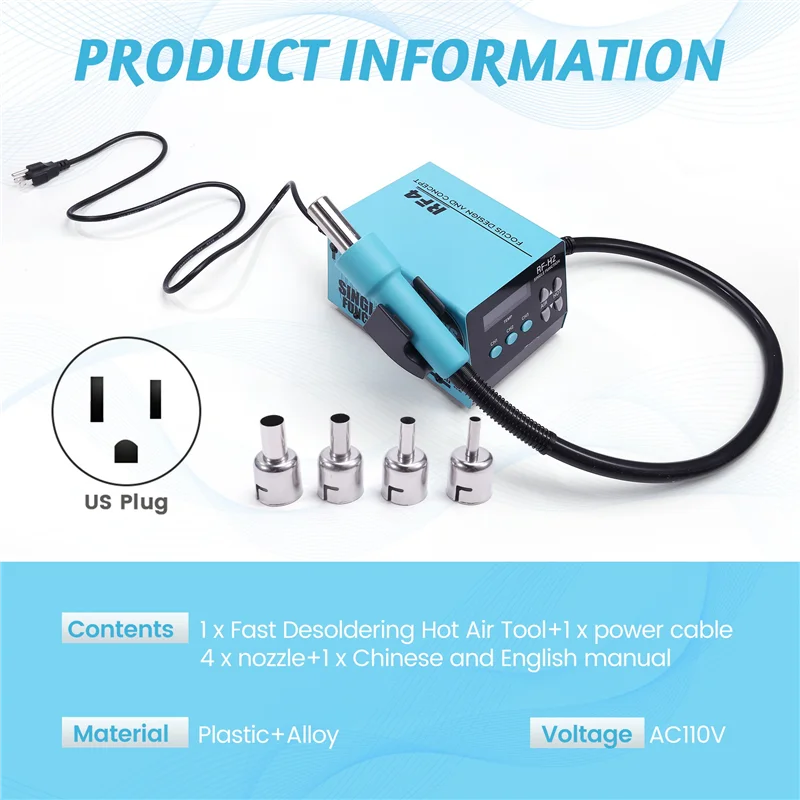 

A52I-RF-H2 1000 Вт инструмент для быстрой распайки горячего воздуха паяльная станция цифровая интеллектуальная паяльная станция BGA к чипу печатной платы