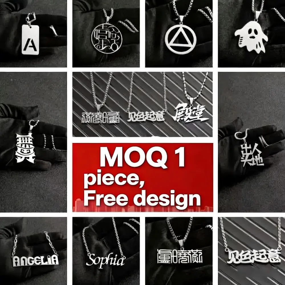 Customized patterned necklace, send your pictures, patterns and logo, 18k gold plated necklace, 304 stainless steel necklace