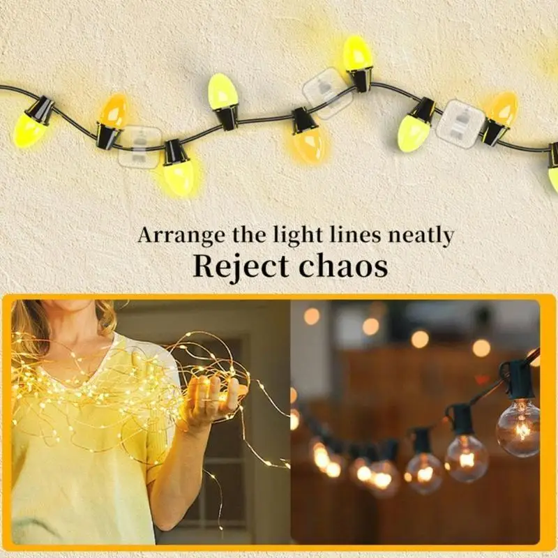  Small Size Transparent Clip Featuring Adhesive Clear Light Line Holders Simple Installation for Securing Light Line