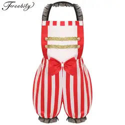 Toddler Baby Girls Circus Show Costume Carnival Halloween Ringmaster Sleeveless Stripes Romper Baby Clown Cosplay Fancy Dress