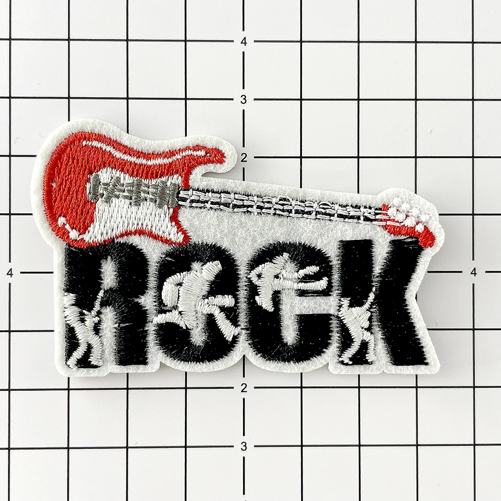 Rock Electric Guitar Iron on Patches Embroidered Applique Iron on Patch Clothes Garment Apparel Accessories Cover Repair Hole