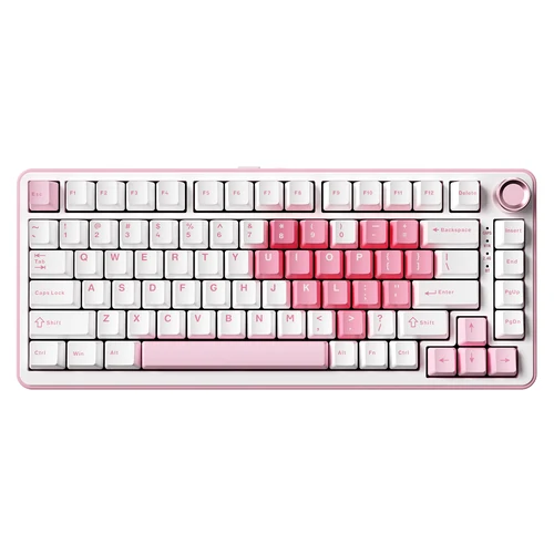 YUNZII B75 PRO Teclado mecánico para jugar con corazón blanco, teclado RGB con junta de 75 perillas, teclado cremoso personalizado de modo Triple intercambiable en caliente