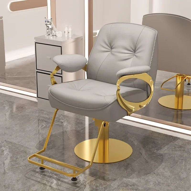 Retro Gold Barber Chair Aesthetic Premium Iron Beauty Salon Barber Chair Barbershop Hairdressing Cadeira De Barbeiro Furniture