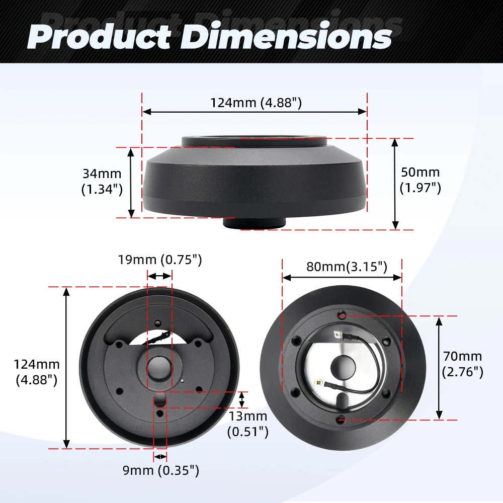 Bartoo-163H Quick Release Steering Wheel 6 Bolt Short Hub Adapter Fit For 1998-2009 Dodge Ram 1500 2500 3500 QR065 view 3