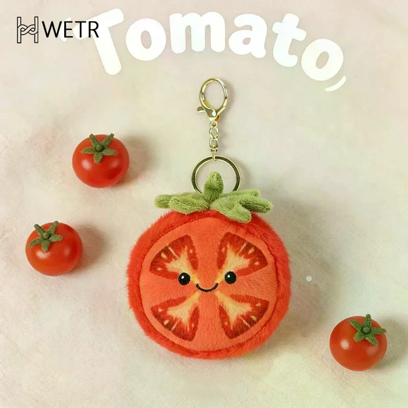 Kawaii Cartoon Simulation Anime Fruit Tomato Filled Plush Toy Keychain Children's Lovely Tomato Pendant Doll Gift