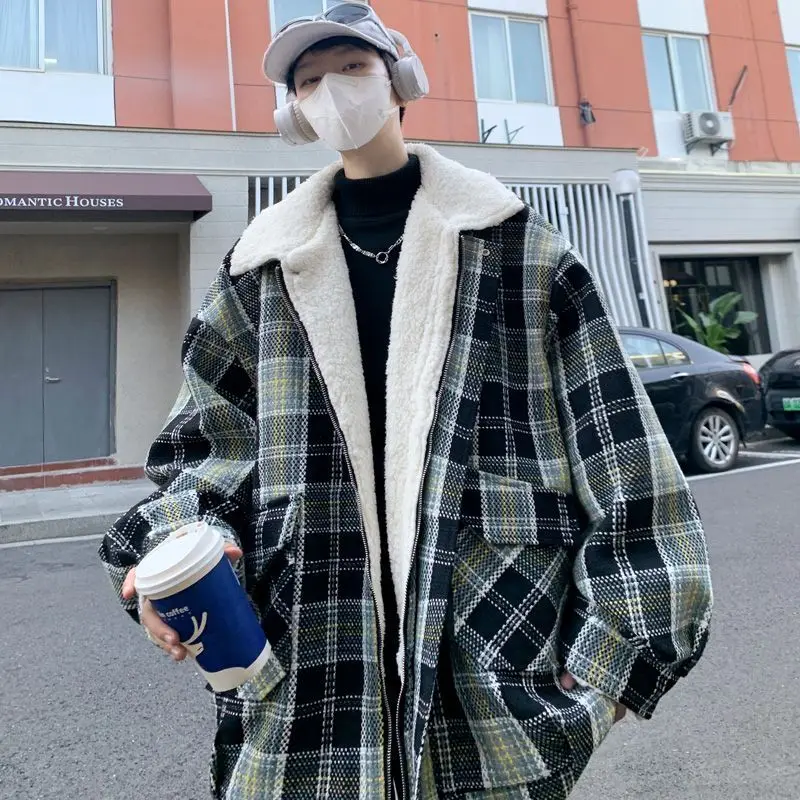 Detachable Hoodie Men's Spring and Autumn Fashion Brand Trendy Plaid jacket Men's Loose Casual Pu Shuai Chopsticks Top