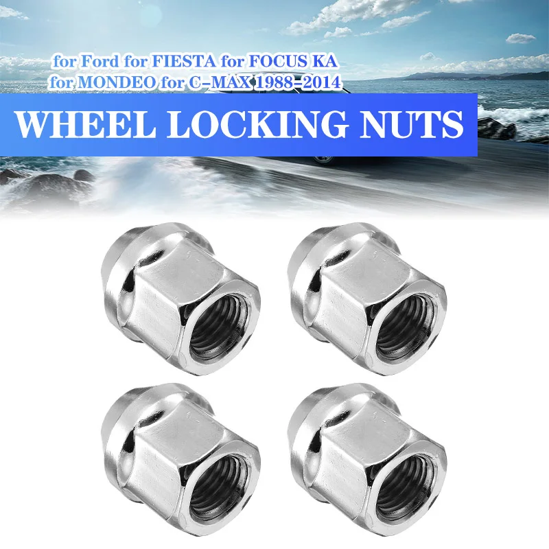 4pcs Bolts 19mm M12 x 1.5 Nuts Alloy Wheel For Ford for FIESTA For FOCUS KA For MONDEO For C-MAX 1988-2014