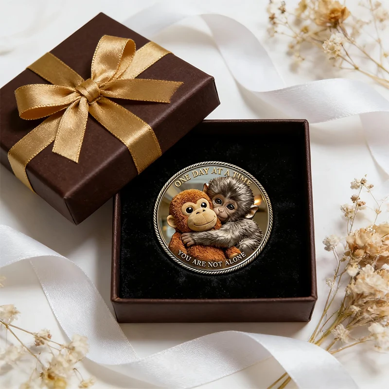 Hot Sell Cute Monkey Hugging Commemorative Coin Exquisite 3D Relief Craftsmanship For Collection Commemoration As Souvenir Gift