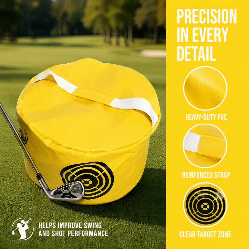 PVC Material Golf Impact Smash Bag Hand Carry Strap Yellow Color Golf Swing Training Bag Target Printed Surface