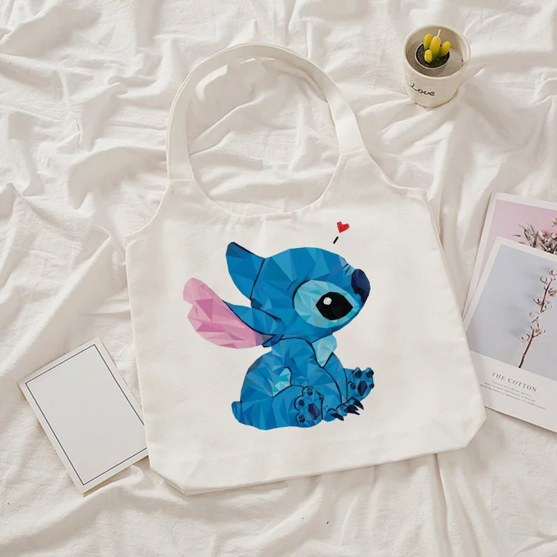 Harajuku Disney Stitch Tote Bag Shopper Canvas Shoulder Bag Eco Lilo and Stitch Shopping Bag Women Tote Female