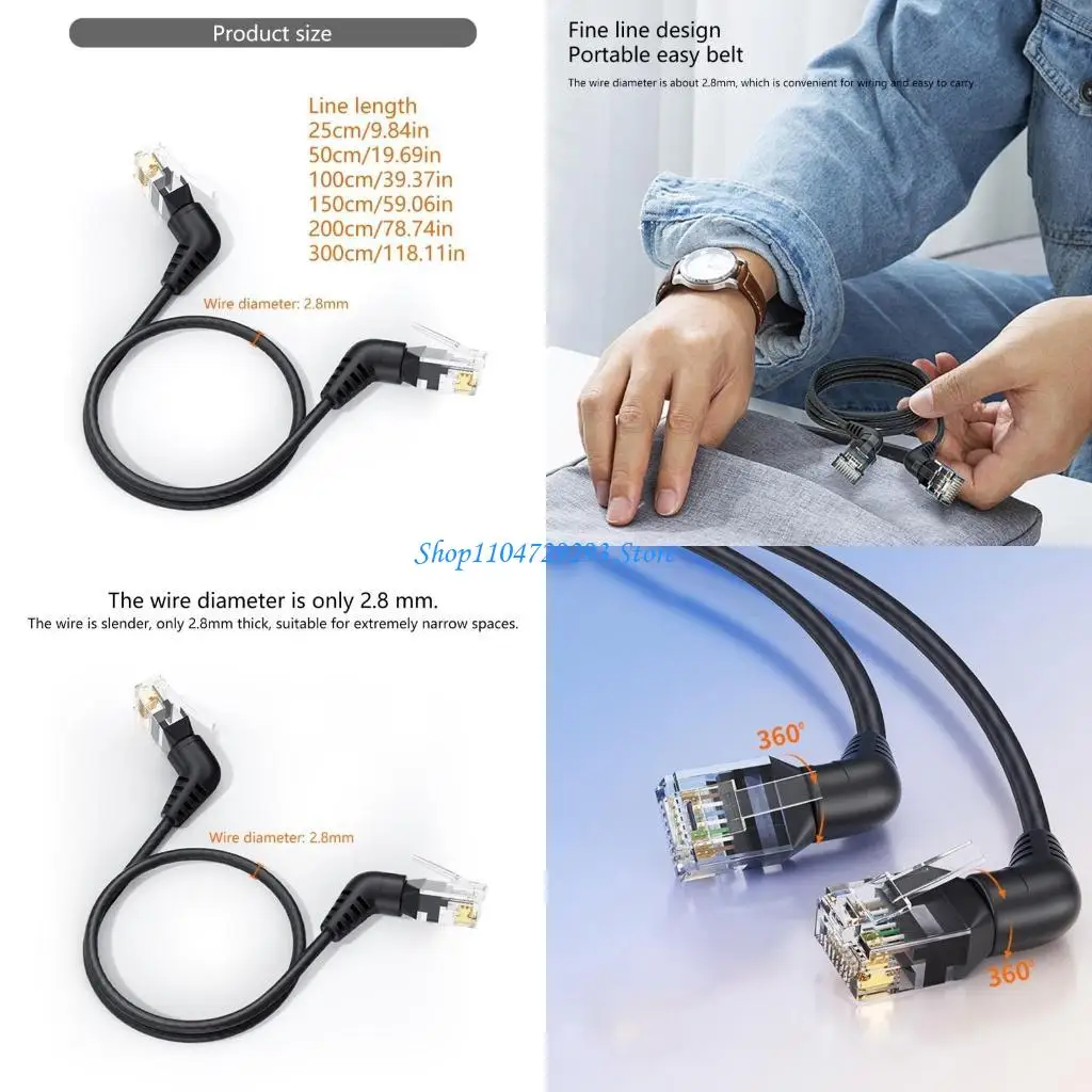 

Y2GD Cat6A Ethernet Cable Rj45 360 Rotation Ethernet Patches Cord Lan 10Gbps