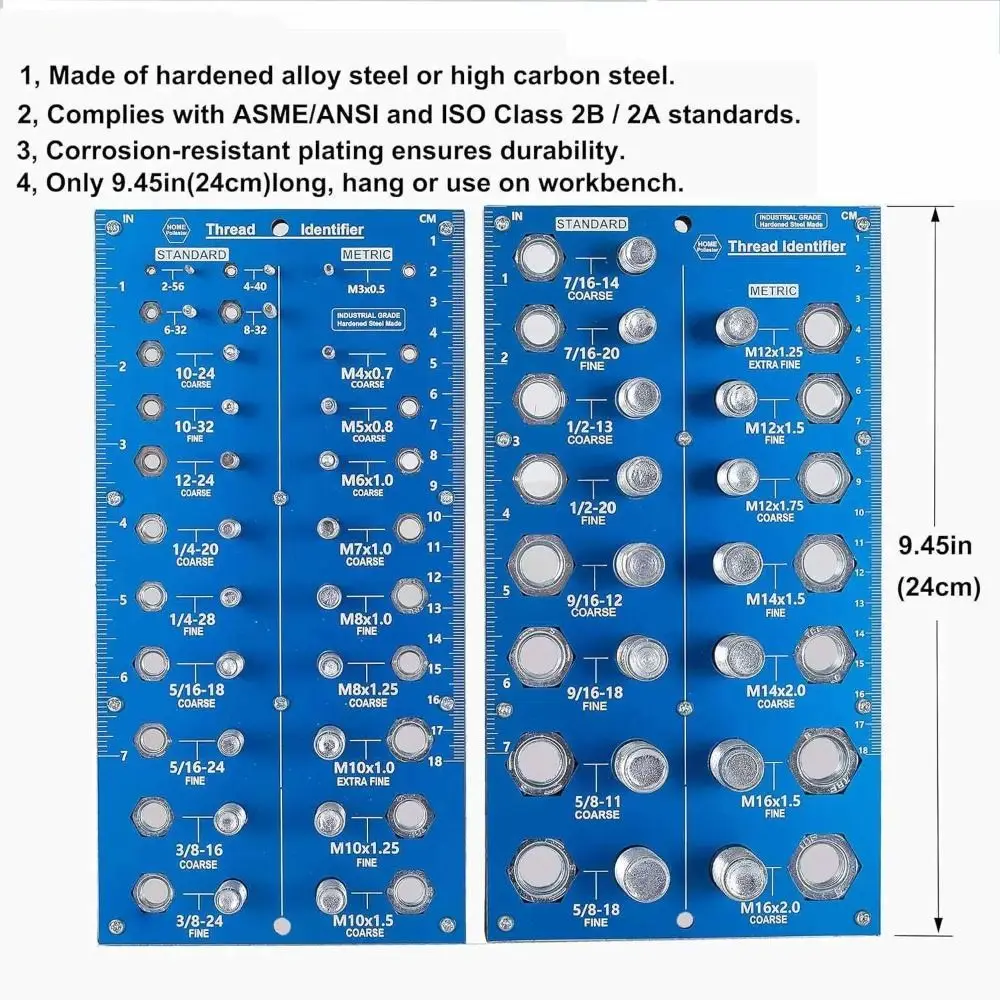 مجموعة قياس خيط مثقاب قوي تحديد سريع لقياس معرف الترباس والجوز المتين المقاوم للاهتراء #4