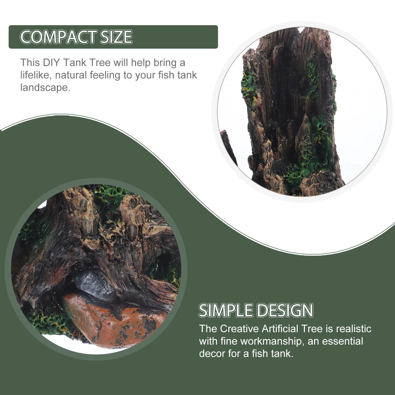 

Aquarium Stump Creative Artificial Tree Lightweight Wear Resistant Decorative Landscape Stump DIY Tank Tree for Underwater