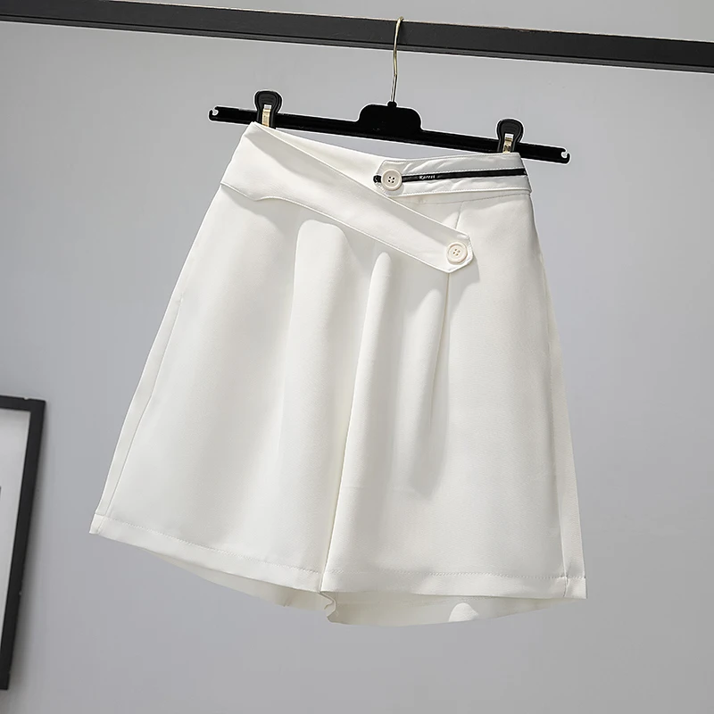 

Plus Size 4XL Women's Shorts Summer 2022 New Formal Solid Wide Leg Shorts Korean Style Elegant Casual White Suit Short Bottoms