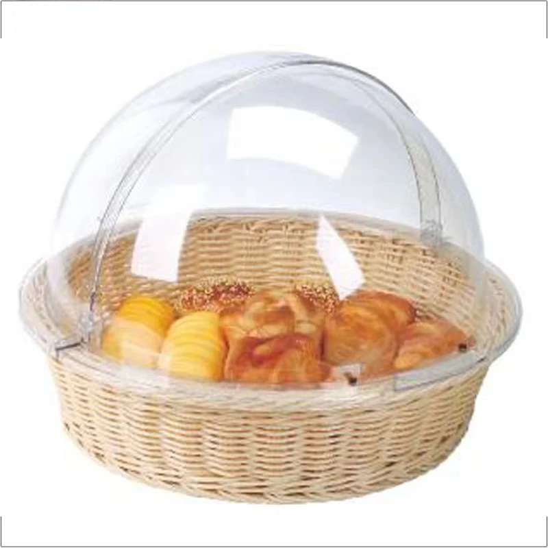 Commercial Restaurant Basket Food Round Basket for Catering Buffet Server Bread Basket Lid