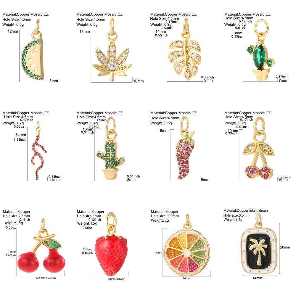 Bohemian Cherry Lemon Charm Fruit Jewelry Making High Quality Summer cactus Jewelry DIY Wearing Earrings Necklace Pendant Dijes