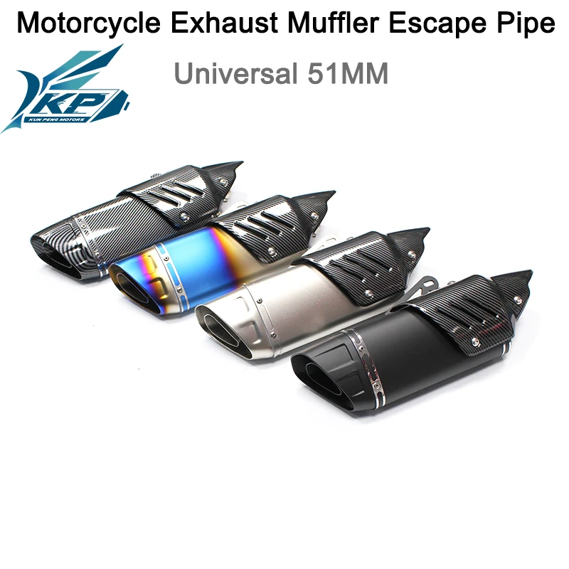 51MM Universal Motorcycle Exhaust Muffler Escape Stainless Steel for YAMAHA R6 R3 ME07 Ninja Z400 Z250 ZX6R RC390