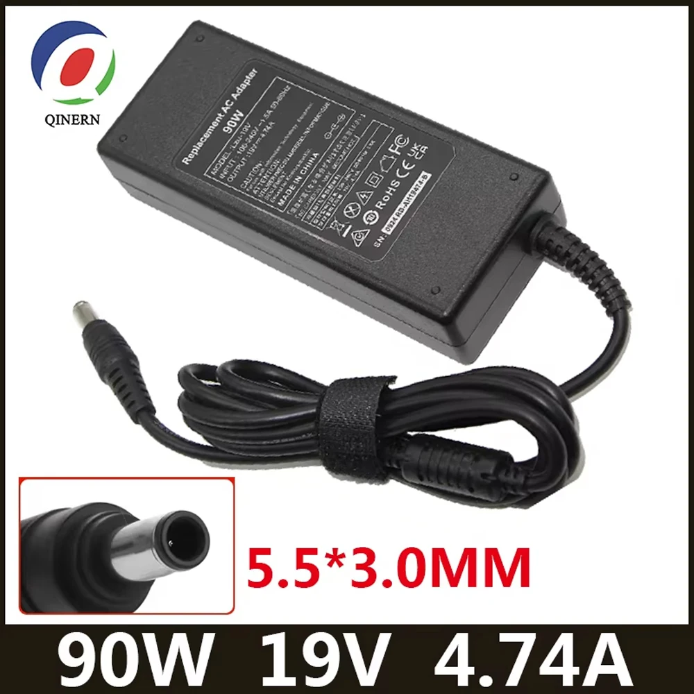 19V 4.74A 90W 5.5*3.0mm AC Laptop Charger Power Adapter For Samsung R428 R410 G15 GT6000 M30 P10 UltraR60+  R65 R520 R528 R540