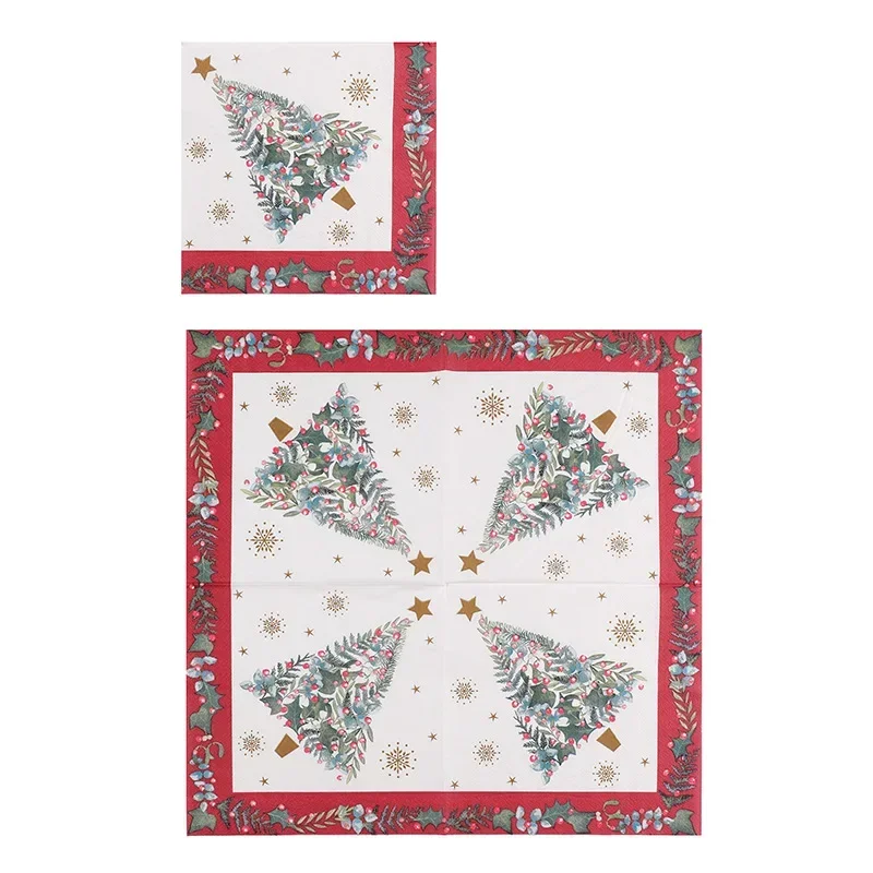 Рождественская вечеринка, декоративная бумага, семейное бумажное полотенце, салфетка с принтом, красочная рождественская серия, квадратная папиросная бумага