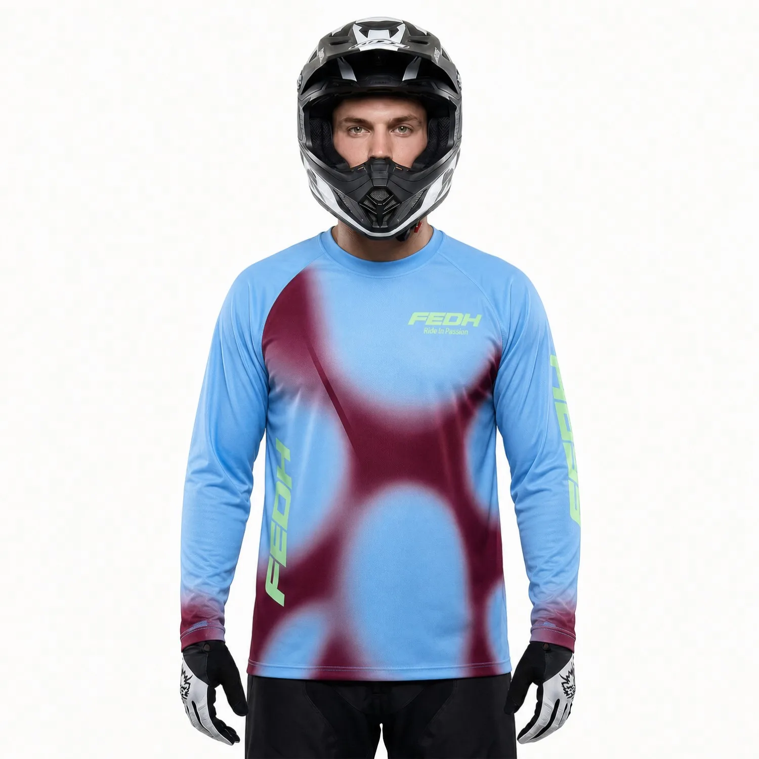 Hot Selling Men's Motocross Jersey High Vent Flexible Durable Fine‑sewn Long Sleeve Loose Fit DH MTB Dirt Bike Racing Shirt