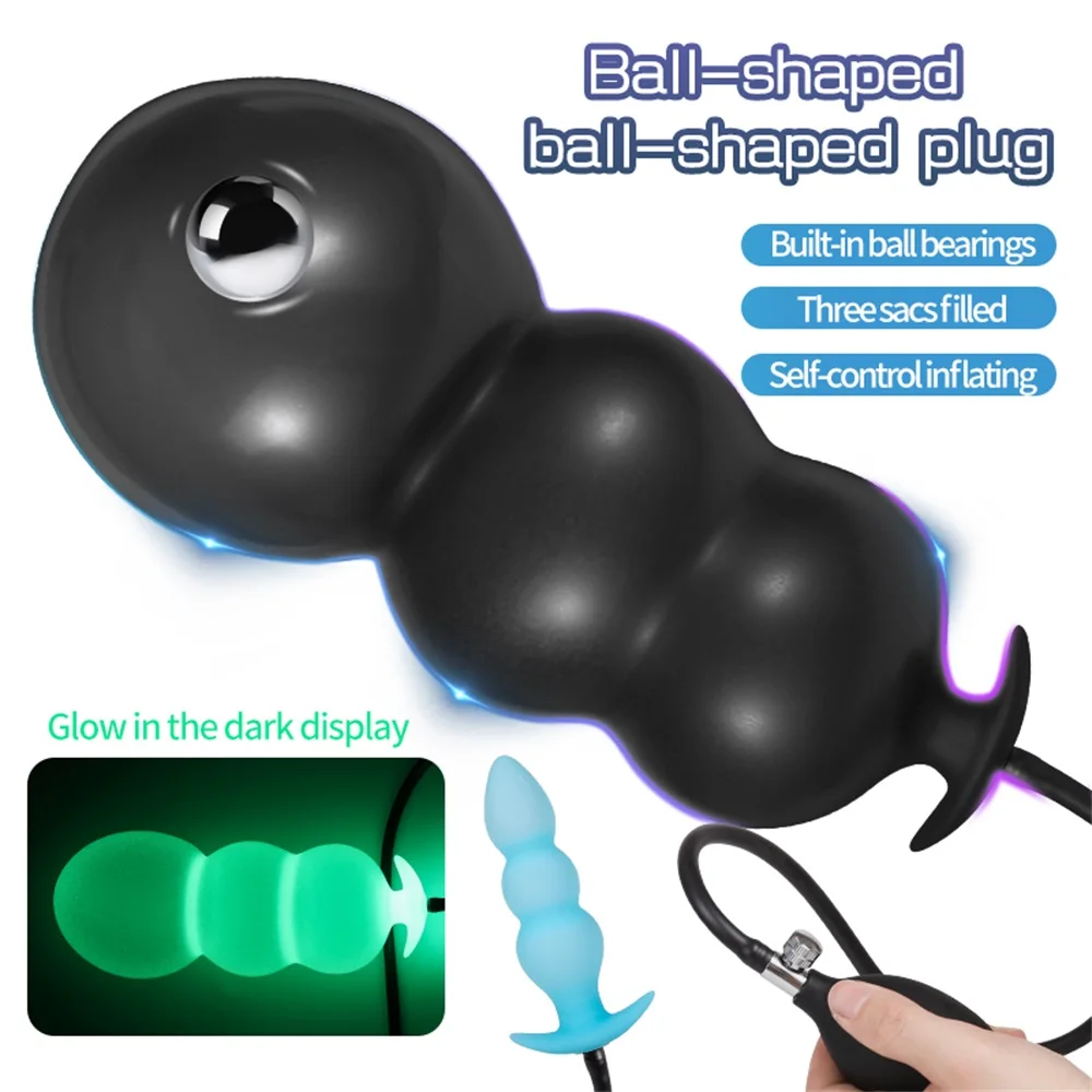 

Super Luminous Inflatable Anal Plug Built-in Steel Ball Dildo Huge Buttplug Prostate Massage Sex Toy For Women/Men Anus Expander