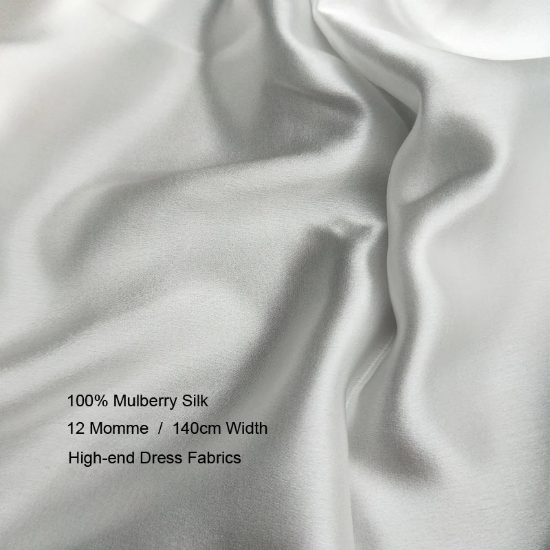 

12 Momme 100% Pure Mulberry Silk Charmeuse Fabric For White Camisole Skirt Pajamas Evening Party Dress Do-it-yourself China Silk