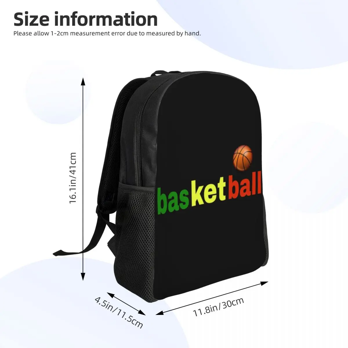 Rasta Basketball Laptop Backpack para homens e mulheres, estudantes universitários, Fashion Bookbag, Sports Bag